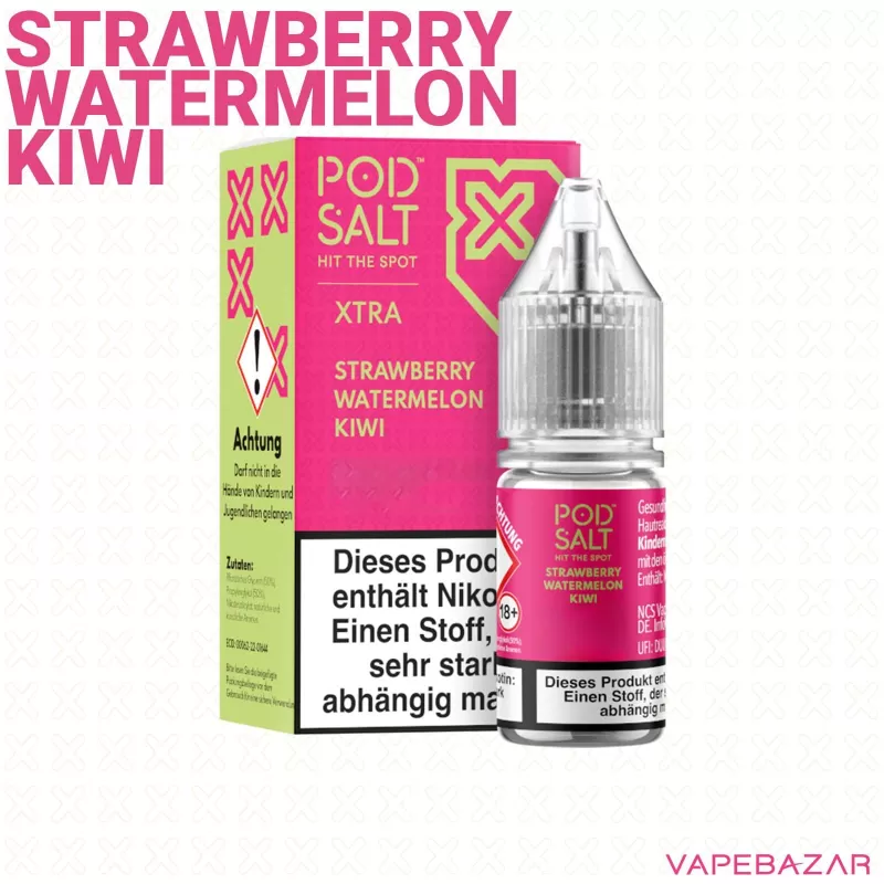 Pod Salt X Nikotinsalz Liquid – Strawberry Watermelon Kiwi - 20mg/ml, 10mg/ml - Image 2