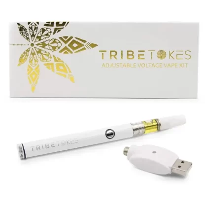 TribeTokes CBD Oil Vape Pen Starter Kit Bundle | White Wand Battery & CBD Cartridge