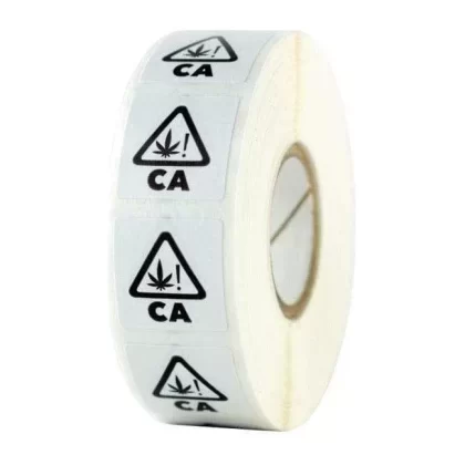 California Universal THC! Symbol Square Compliance Labels – White