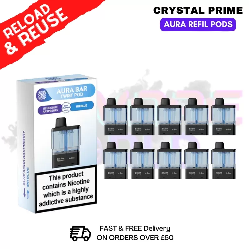 Blue Sour Rasp Aura 40K Replacement Pods Box Of 10