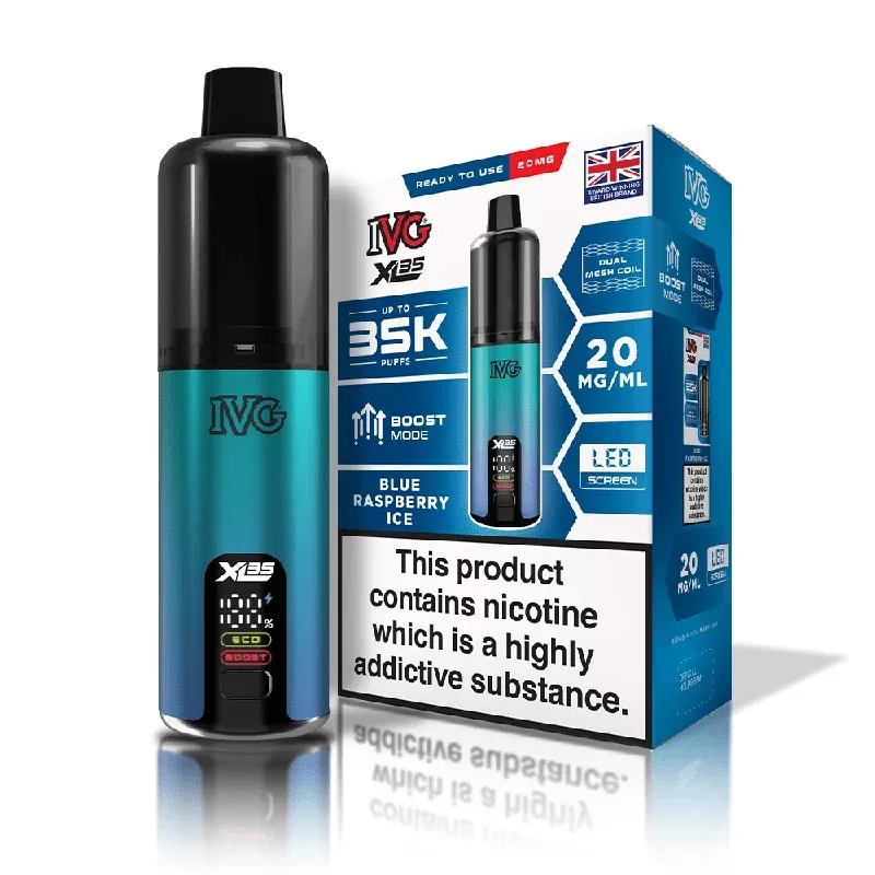 IVG XL35 PREFILLED POD KIT - Flavour#BLUE RASPBERRY ICE>BLUE SOUR RASPBERRY>CHERRY PEACH LEMON>CLASSIC MENTHOL>FIZZY CHERRY>GREEN APPLE>GUAVA PINEAPPLE PASSION FRUIT>LEMON & LIME>PEACH ICE>P