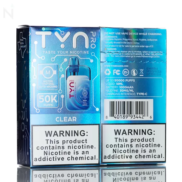 Tyn Pro 50K Disposable Vape - 18mL - Clear Blue / 5% - Image 3