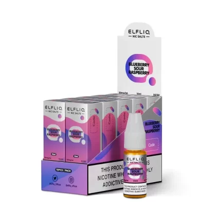 ElfLiq 10 Bottle Pack Blueberry Sour Raspberry E Liquid - Elf Bar ElfLiq Blueberry Sour Raspberry E Liquid 10ml (Nicotine Strength)#20mg>10mg>5mg