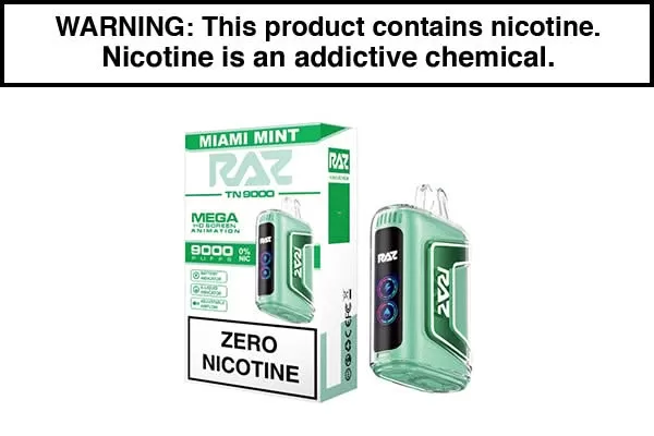 RAZ TN9000 ZERO DISPOSABLE VAPE – 9000 PUFFS - Vapejuice - Image 2