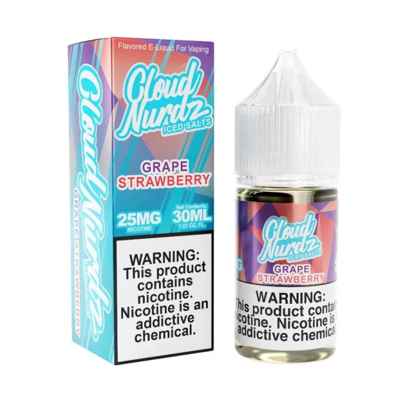 Cloud Nurdz Iced Salts Grape Strawberry eJuice - 30mL 50mg