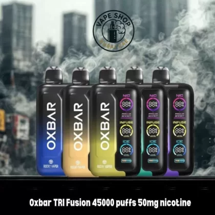 Oxbar TRI Fusion 45000 puffs 50mg nicotine - Vape Product, BOX OF 5 PCS; Banana Ice, Blueberry Raspberry