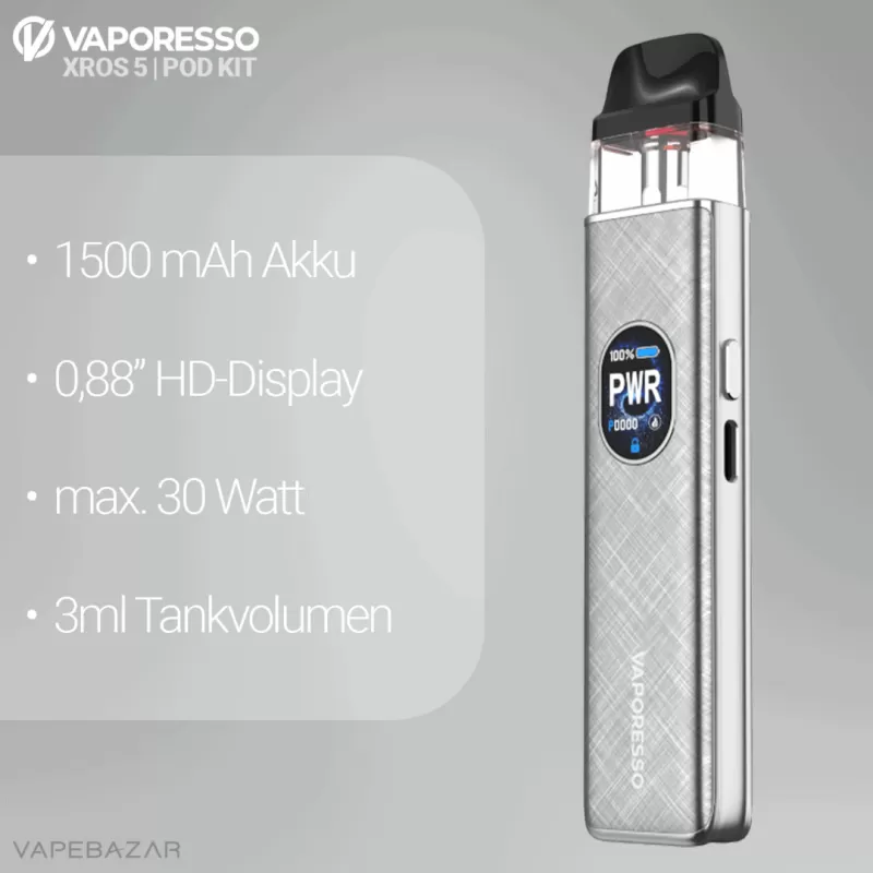 Vaporesso XROS 5 – Grey Silk - Image 2