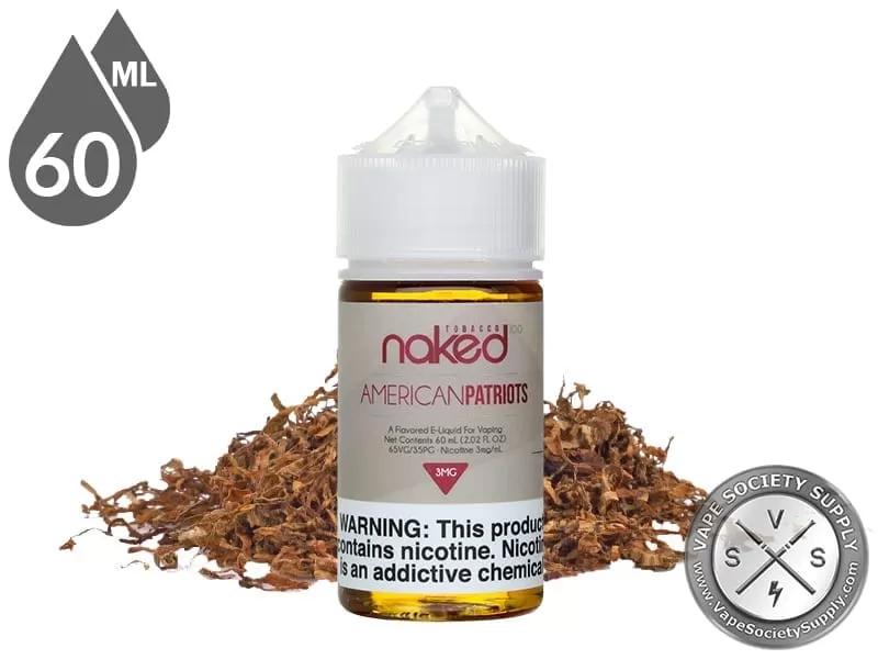 American Patriots Naked 100 Tobacco 60ml - Vape Product, Vape Product; NCDOR