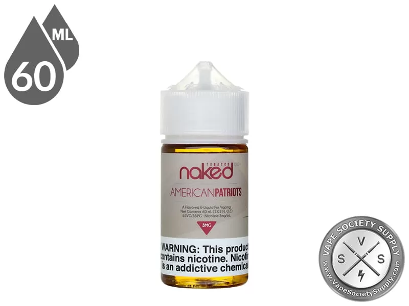 American Patriots Naked 100 Tobacco 60ml - Vape Product, Vape Product; NCDOR - Image 2
