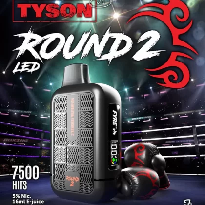 Tyson 2.0 "ROUND 2" Heavy Weight Rechargeable Disposable Device – 7500 Puffs - Frozen Strawberry