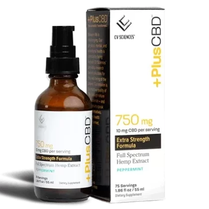 PlusCBD Extra Strength 10mg CBD Oil Peppermint Full Spectrum 1.86oz 750mg CBD