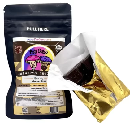 PsyGuys Magic Mushroom Chocolate Bar - Milk chocolate, Vegan dark chocolate; <a href="https://purenow.com/lab-test-results/" class="lab-results-link" style="font-style: normal;" target="_bla