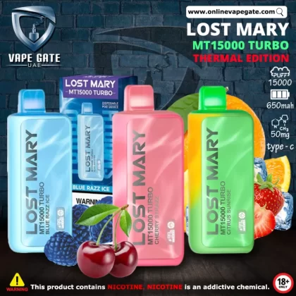 Lost Mary MT15000 Turbo Thermal Edition Rechargeable Disposable Vape - Strawberry Kiwi / 50 mg