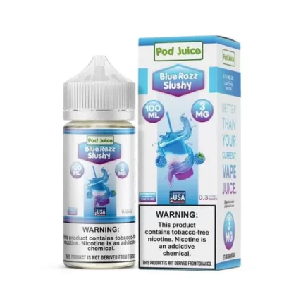 Pod Juice Blue Razz Slushy Tobacco Free Nicotine E-Juice 100ml