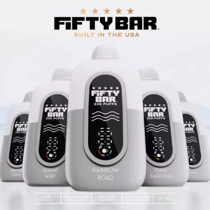 FIFTY BAR "White Series" 20K Puff Powered By BEARD Vape Co. Disposable Device - 20000 Puffs - Green Apple Blast