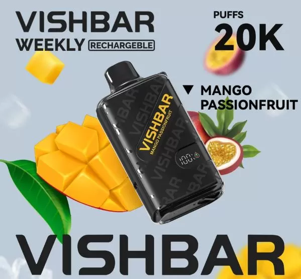 Vishbar Weekly Rechargeable Disposable Vape (20,000 Puffs) - Raspberry Mint / 20 mg - Image 2