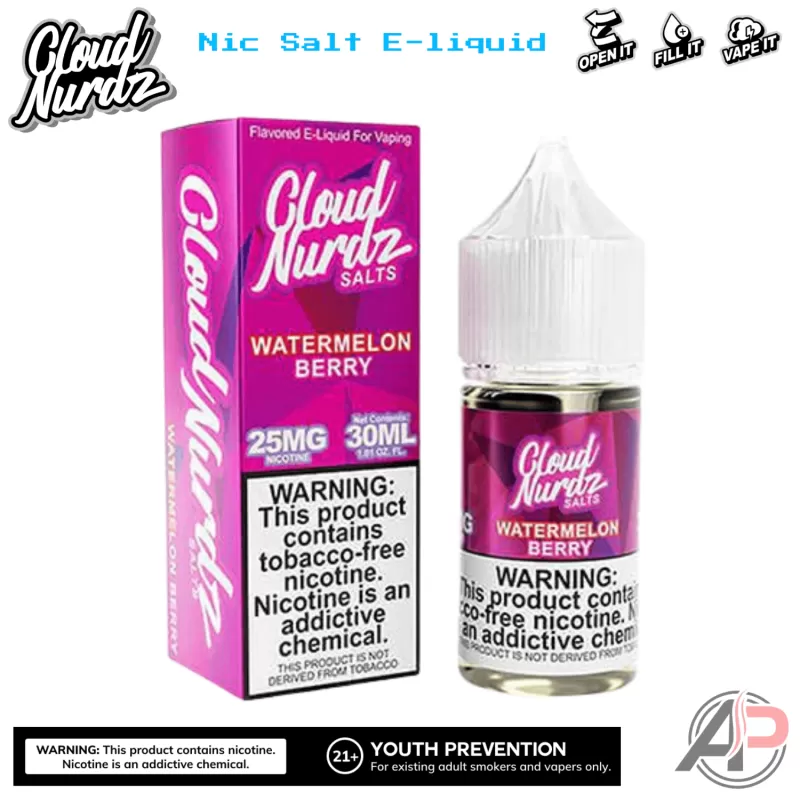 Cloud Nurdz Watermelon Berry E-Liquid 100mL - Image 2