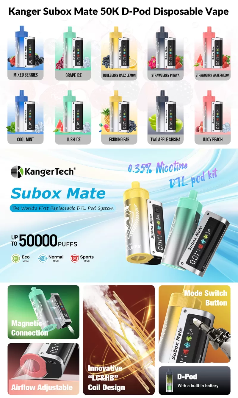 Kanger Subox Mate D-Pod 50K 50000 Puffs Disposable Kit 40ml - Menthol / 35mg / 1pc / US-1 Warehouse - Image 2
