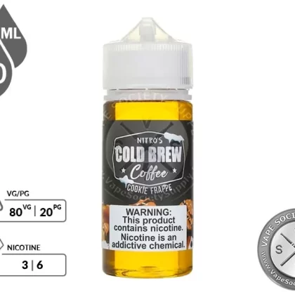 Cookie Frappe by Nitro’s Cold Brew Coffee 100ml - Vape Product, Vape Product (A2AE2A)