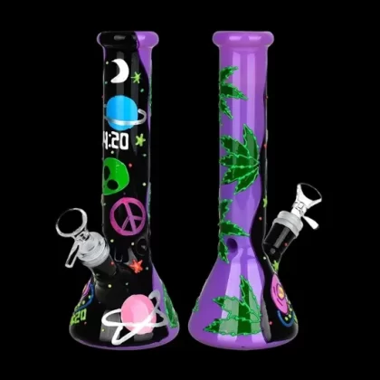 420 Beam Me Up Beaker Glow In The Dark Bong