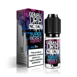 Double Drip Nic Salts Eliquid Super Berry Sherbert - 10ml/10mg, 10ml/20mg