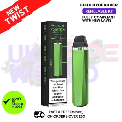 Green Elux CyberOver P1 Refillable Kit + Free Nic Salt