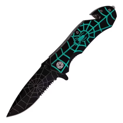 8″ Intricate Spider Web Foldable Pocket Knife