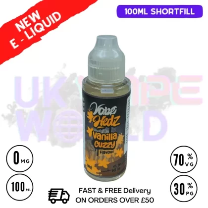 Vanilla Cuzzy Vape Hedz 100ml Shortfill Eliquid