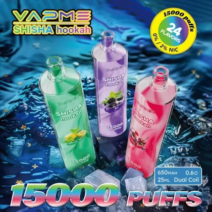 VAPME Shisha Hookah 15000 Puffs | 0%-2% strength, 25mL, 650mAh, bulk disposable vape - Aiviouvapes