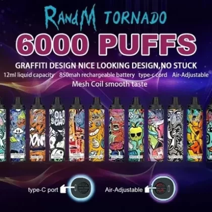Original RANDM TORNADO Rechargeable Disposable Vape Pen Device 6000 Puffs 850mAh ( )