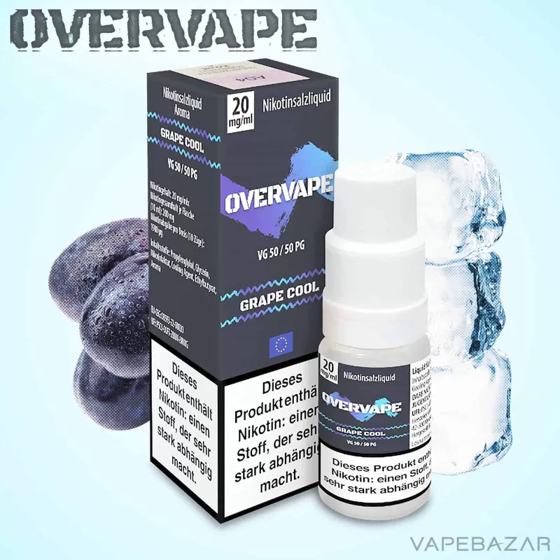 Overvape Nikotinsalz Liquid – Grape Cool - 10mg/ml, 20mg/ml; Propylenglykol, Glycerin