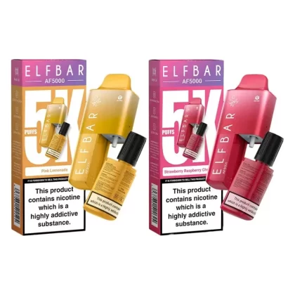 Elf Bar AF5000 Disposable Vape - Flavours#Blueberry Ice>Blueberry Sour Raspberry>Blue Razz Lemonade>Cherry Ice>Grape>Kiwi Passion Fruit Guava>Lemon Lime>Pink Lemonade>Sour Pineapple Ice>Stra
