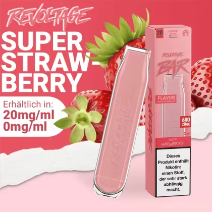 Revoltage Bar – Super Strawberry - Aupo; 20mg/ml, Nikotinfrei; Vape Product