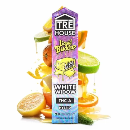Tre House THC-A Live Resin Liquid Budder Vaporizer – 2000mg - Strain#White Widow (H)>Sunset Sherbert (I)