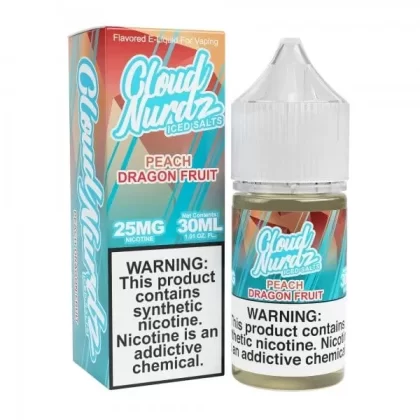 Cloud Nurdz Salts Iced Peach Dragon Fruit Nic Salt Vape Juice 30ml - Vape Product, Vape Product