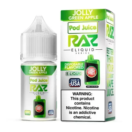 Pod Juice x RAZ Salt Jolly Green Apple Tobacco Free Nicotine E-Juice 30ml - Vape Product, Vape Product
