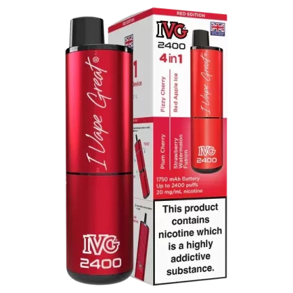 IVG 2400 Rechargeable Vape Red Edition - Strength#20mg (B98A3D)