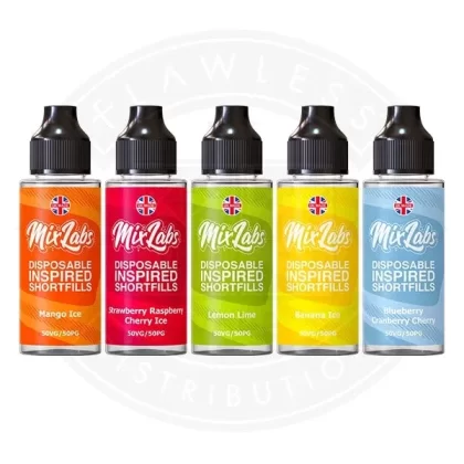 Mix Labs 50/50 – 0mg 100ml Shortfill - Blue Raspberry Lemonade, Blueberry