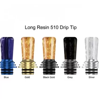 Hellvape Dead Rabbit MTL RTA Long Resin 510 Drip Tip - Silver