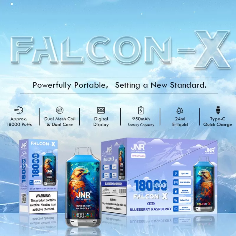 JNR Falcon X 18K Disposable Vape - Vapeq10 - Image 2