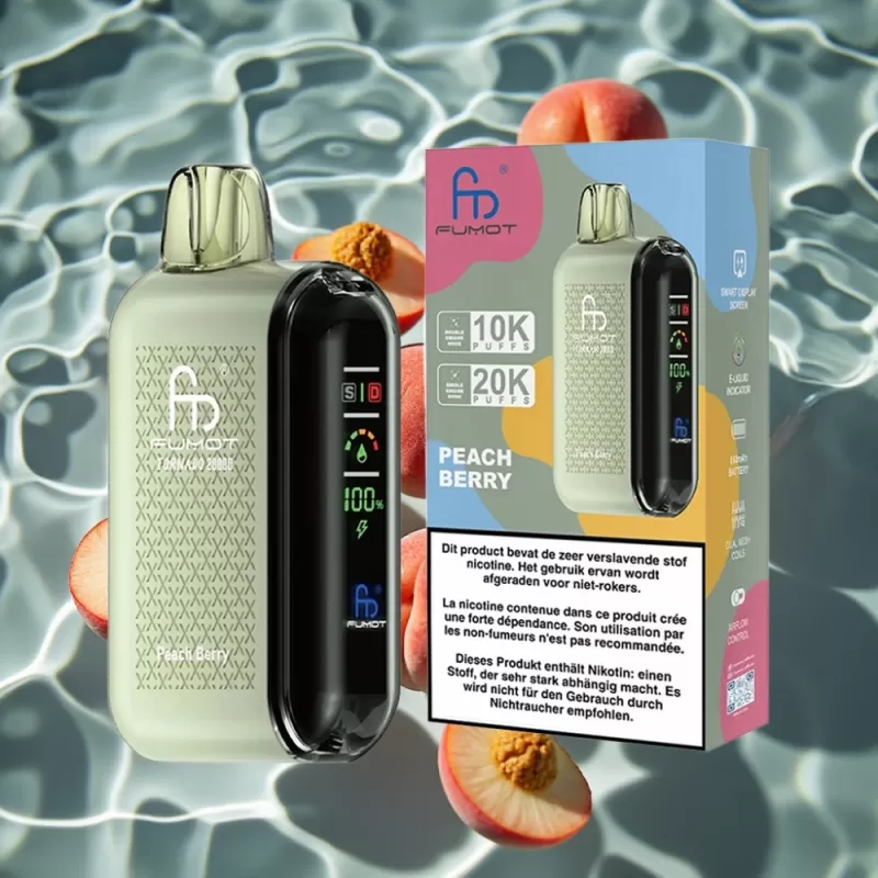 Fumot Tornado 20000 Puffs Dual Mesh Peach Berry Disposable Vape with Smart Display - Bangvapeaustralia - Image 2