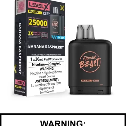 Banana Raspberry Iced Flavour Beast Level X Boost G2 Pods