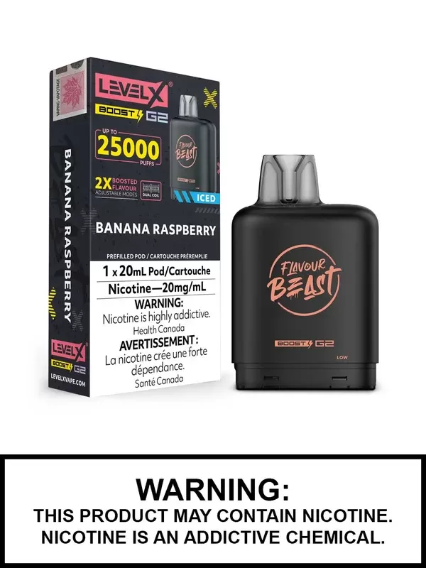 Banana Raspberry Iced Flavour Beast Level X Boost G2 Pods