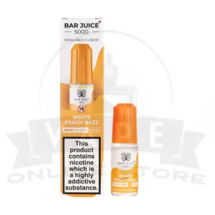 White Peach Razz Bar Juice 5000 Nic Salt E-Liquid | 4 for £10 - Pack of 1, Pack of 10; Vape Product, Vape Product