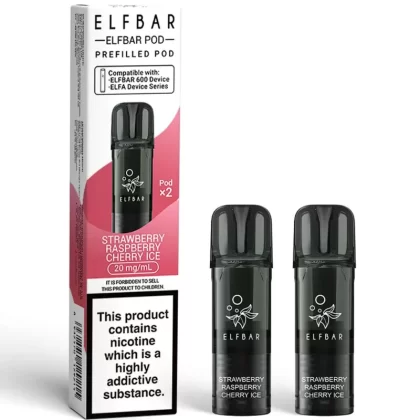 Strawberry Raspberry Cherry Ice Elf Bar 600 Pods (x2) - 88Vape