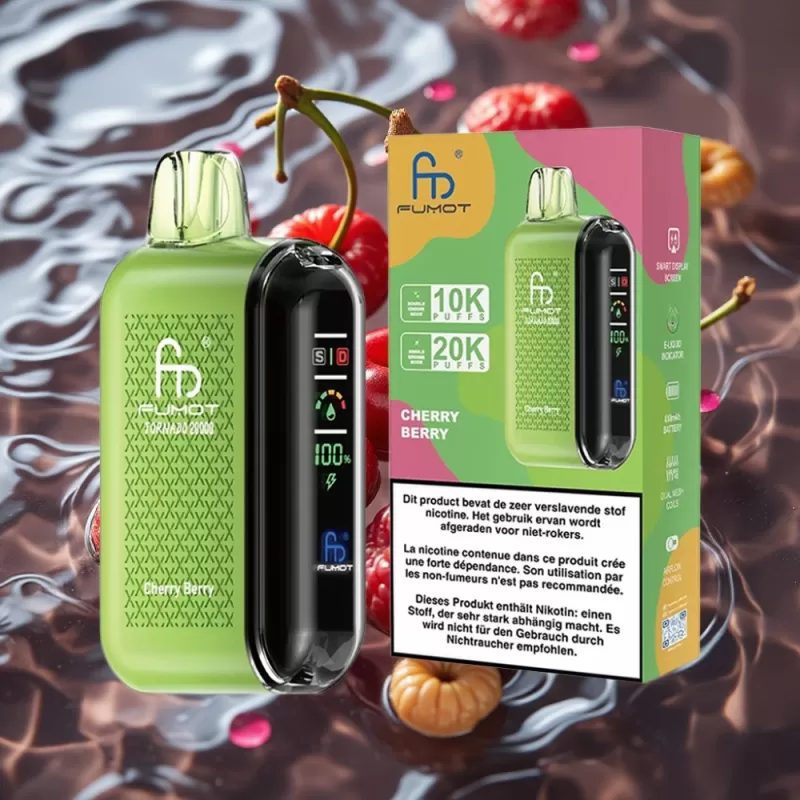 Fumot Tornado 20000 Puffs Cherry Berry Disposable Vape with Dual Mesh Coil & Smart Display - Bangvapeaustralia - Image 2