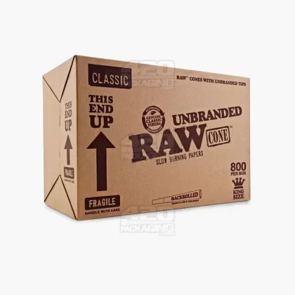 RAW | Classic King Size Pre-Rolled Backrolled Unbranded Cones | 109mm – Unbleached Paper – 800 Count