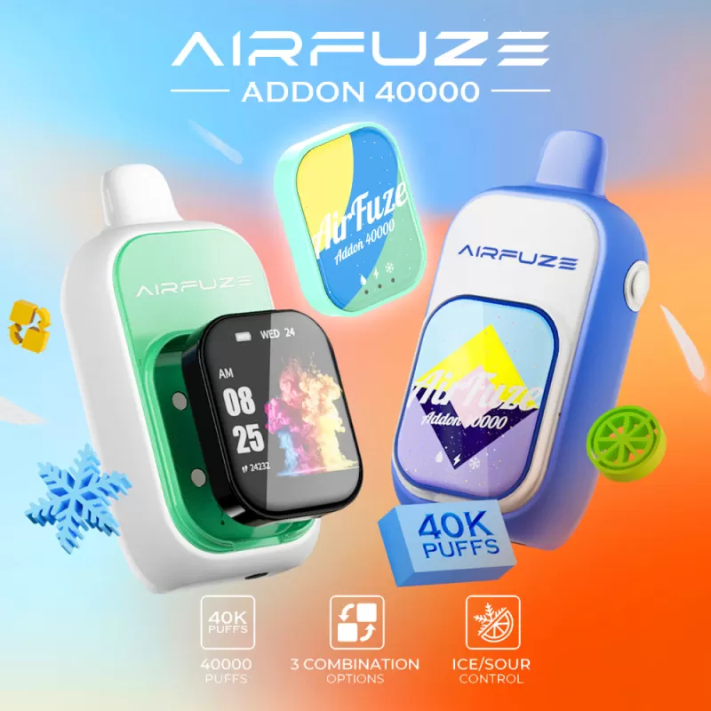 AIRFUZE Addon 40K Disposable Device - 40000 Puffs - Addon w/ Art Patch (10% Chance to Win Smartwatch) / Sour Watermelon Ice (Ice Control) - Image 2