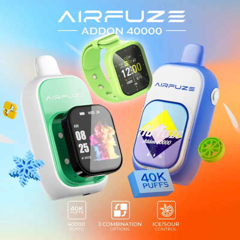 AIRFUZE Addon 40K Disposable Device - 40000 Puffs - Addon w/ Art Patch (10% Chance to Win Smartwatch) / Sour Watermelon Ice (Ice Control) - Image 3