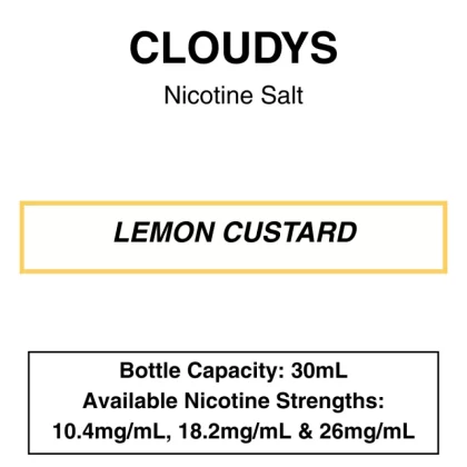 Lemon Custard – Cloudys Premium E- Liquid – Nic Salt – 30mL